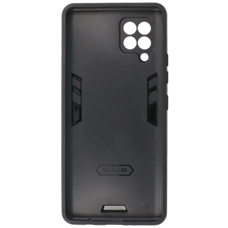 Stand Hardcase Backcover für Samsung Galaxy A42 5G Silber