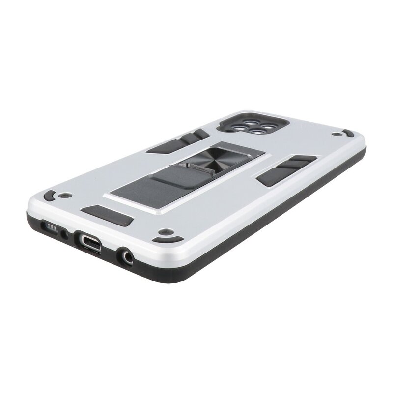 Stand Hardcase Backcover voor Samsung Galaxy A42 5G Zilver