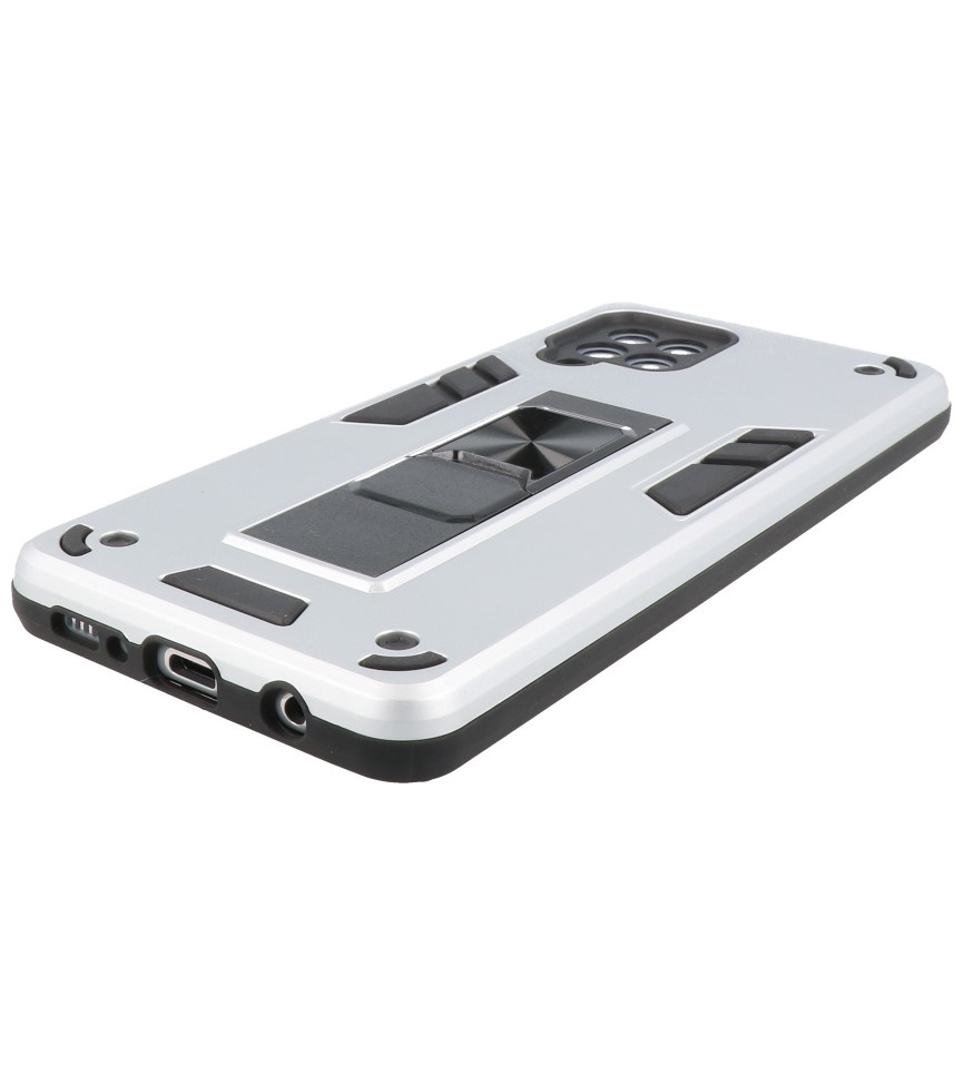 Stand Hardcase Backcover für Samsung Galaxy A42 5G Silber