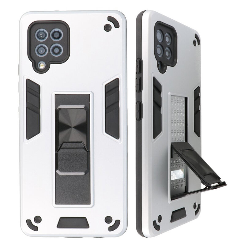 Stand Hardcase Backcover para Samsung Galaxy A42 5G Plata