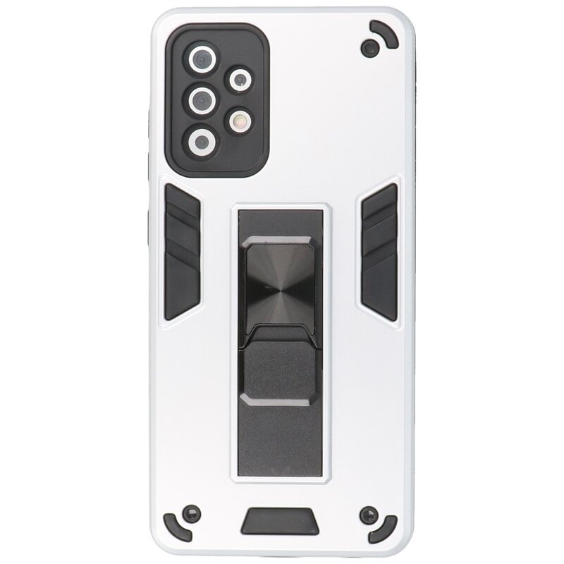 Stand Hardcase Backcover für Samsung Galaxy A72 5G Silber