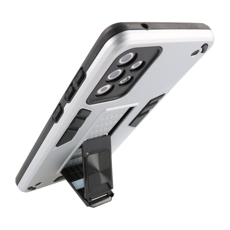 Stand Hardcase Backcover for Samsung Galaxy A72 5G Silver