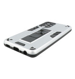 Stand Hardcase Backcover für Samsung Galaxy A72 5G Silber