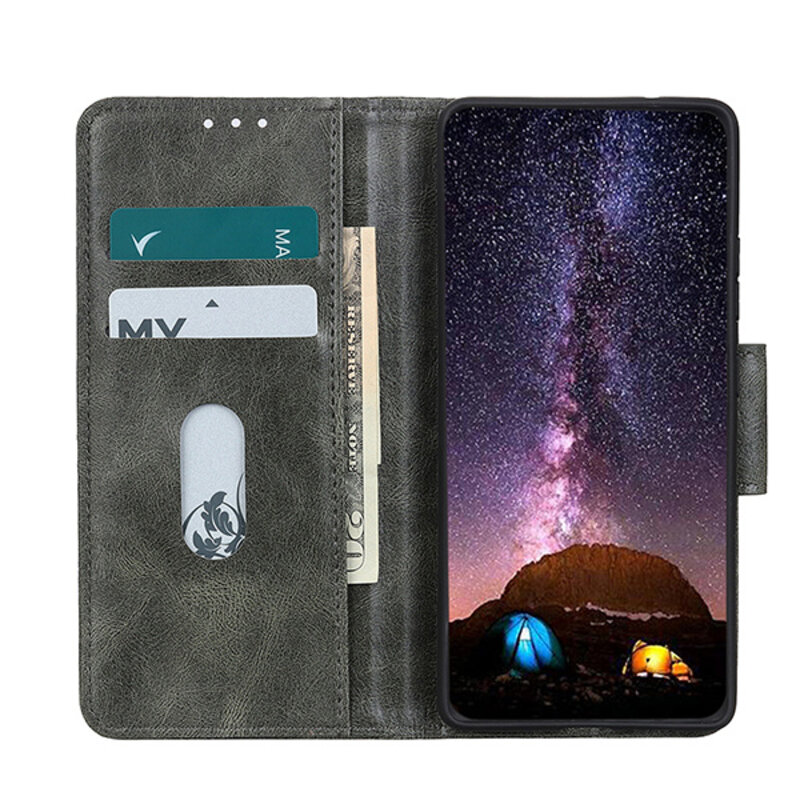 Pull Up in pelle PU Bookstyle per Nokia X10 - Nokia X20 verde scuro