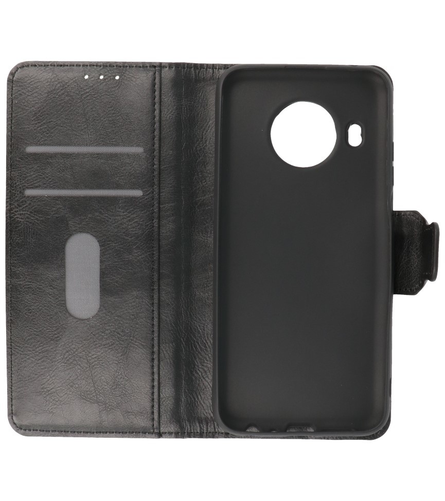 Pull Up PU Leder Bookstyle voor Nokia X10 - Nokia X20 Zwart