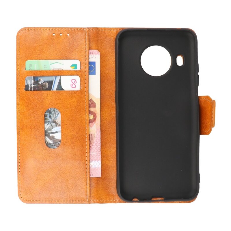 Pull Up PU Leather Bookstyle para Nokia X10 - Nokia X20 Marrón