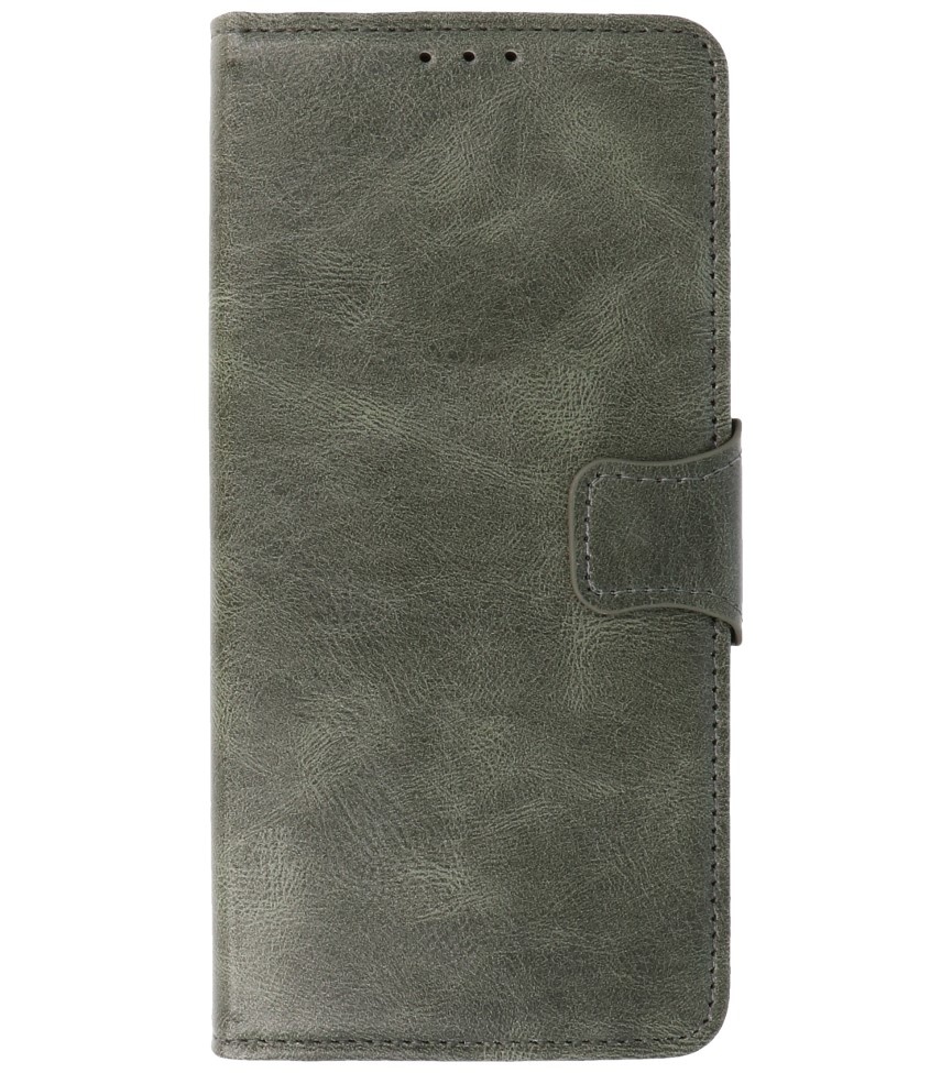 Pull Up in pelle PU Bookstyle per Nokia X10 - Nokia X20 verde scuro