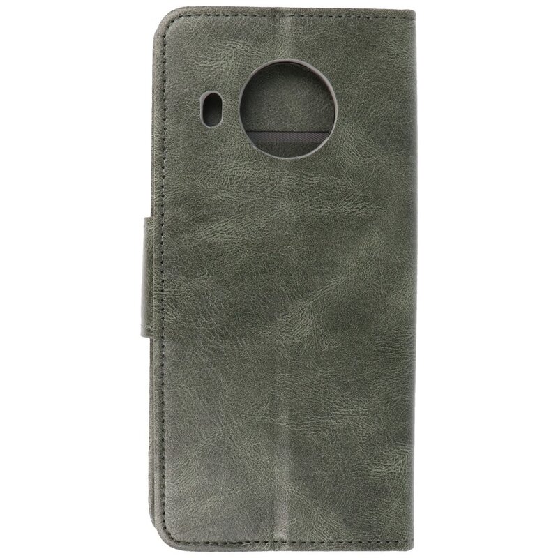 Pull Up PU Leder Bookstyle voor Nokia X10 - Nokia X20 Donker Groen