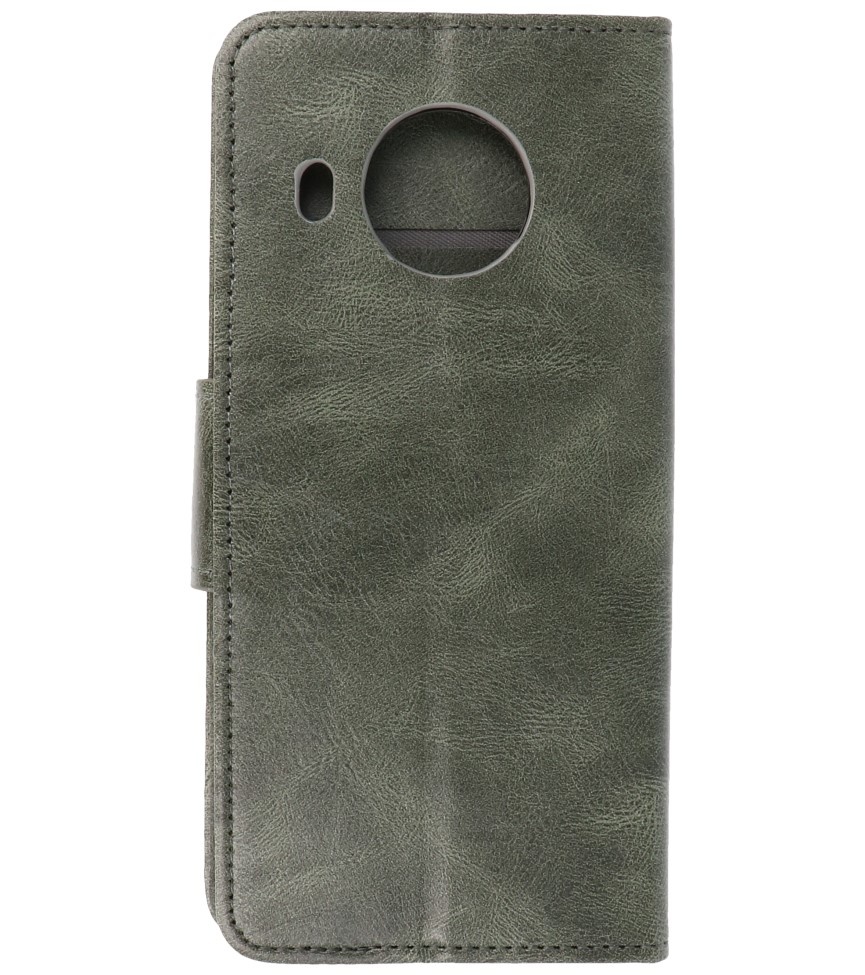 Pull Up PU Leather Bookstyle for Nokia X10 - Nokia X20 Dark Green