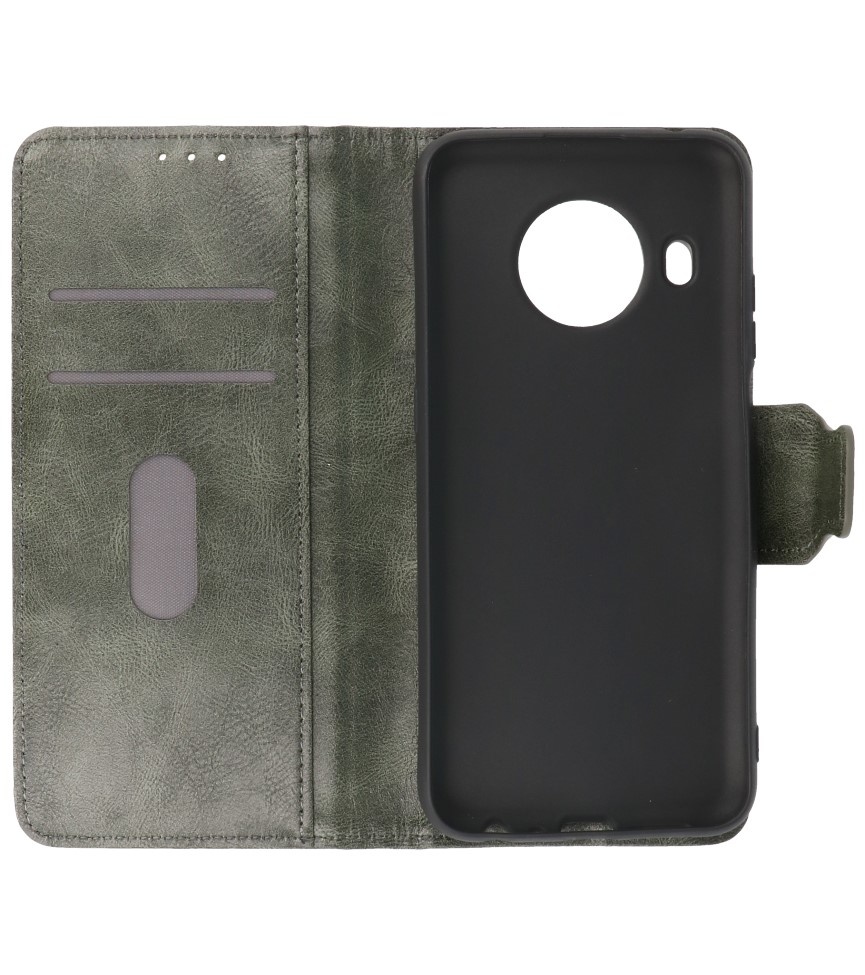 Pull Up PU Leather Bookstyle for Nokia X10 - Nokia X20 Dark Green