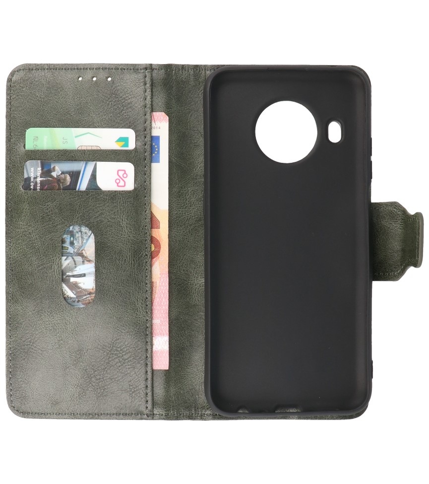 Pull Up PU Leather Bookstyle for Nokia X10 - Nokia X20 Dark Green