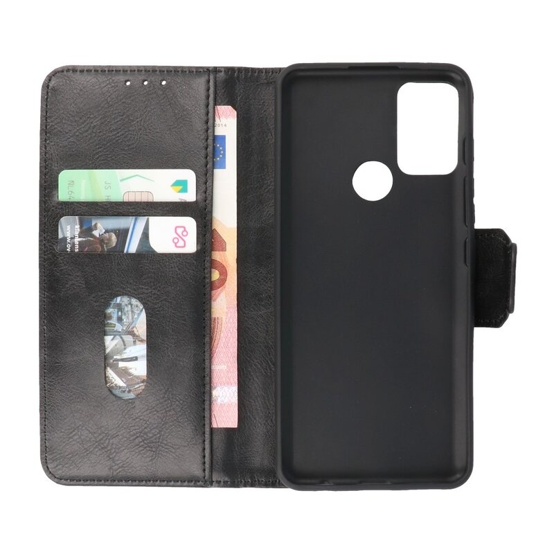 Style de livre en cuir PU Pull Up pour Motorola Moto G50 Noir