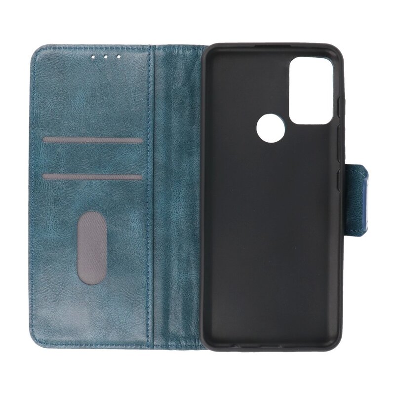 Pull Up PU-Leder Bookstyle für Motorola Moto G50 Blau
