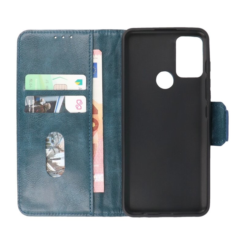 Pull Up PU Leather Bookstyle para Motorola Moto G50 Azul