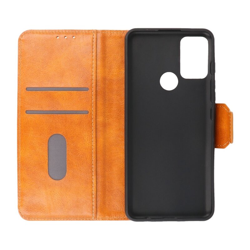 Pull Up PU Leder Bookstyle für Motorola Moto G50 Braun