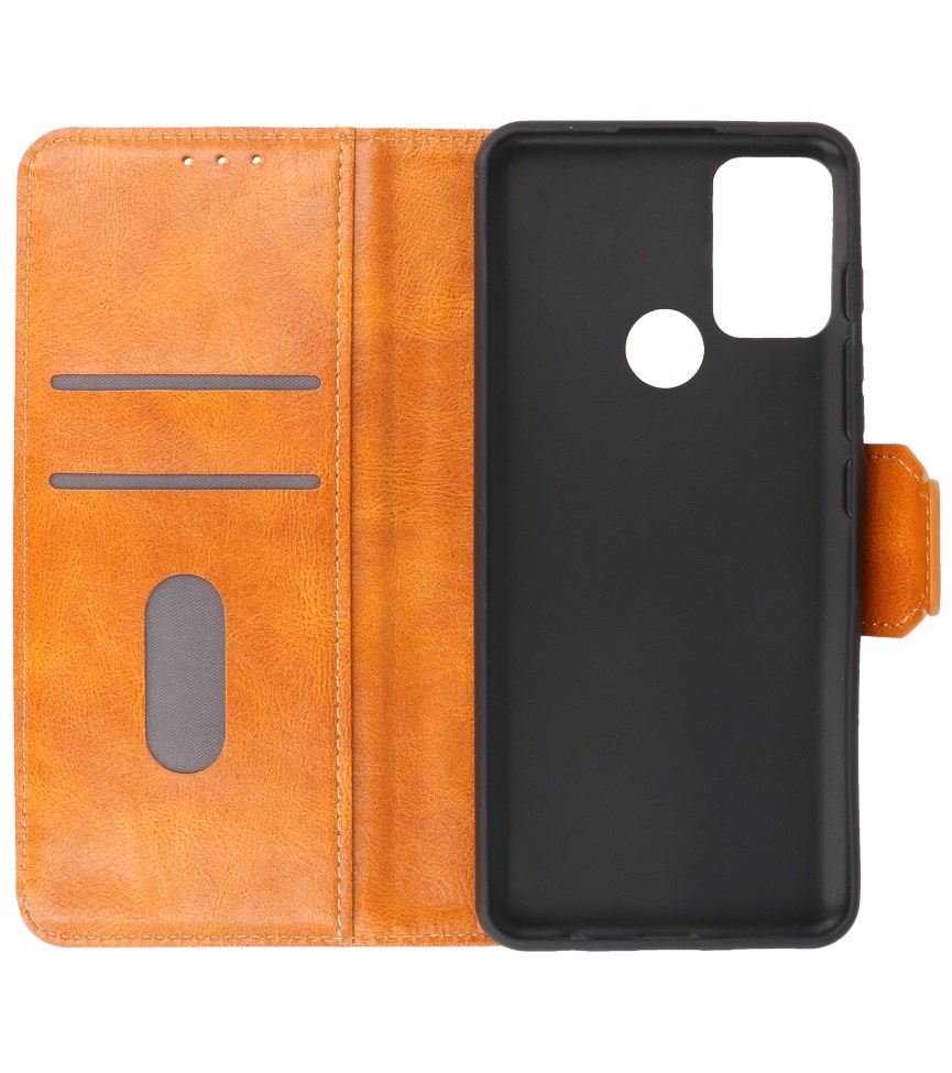 Style de livre en cuir PU Pull Up pour Motorola Moto G50 Marron