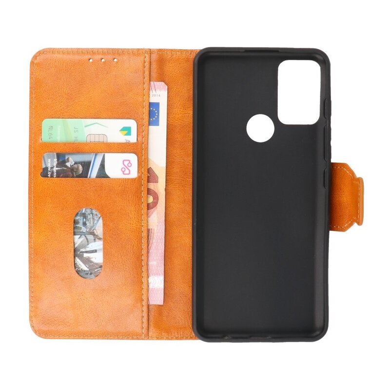 Pull Up PU Leder Bookstyle für Motorola Moto G50 Braun
