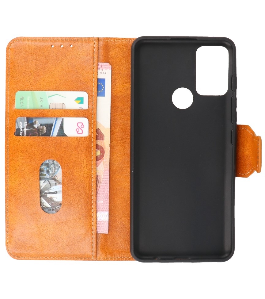 Style de livre en cuir PU Pull Up pour Motorola Moto G50 Marron