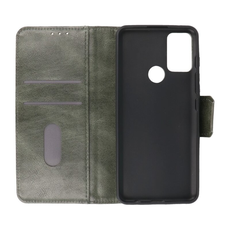 Pull Up PU læder bogstil til Motorola Moto G50 mørkegrøn