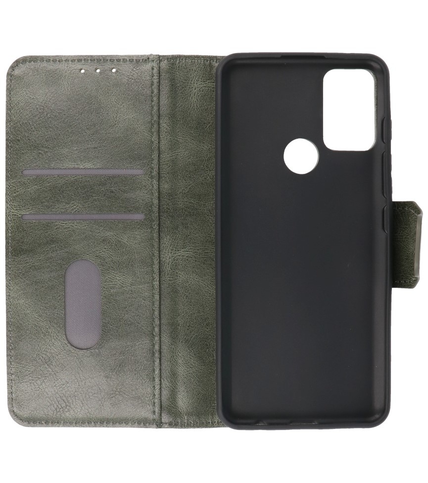 Style de livre en cuir PU Pull Up pour Motorola Moto G50 vert foncé