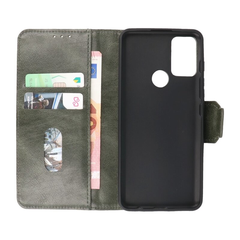 Pull Up PU læder bogstil til Motorola Moto G50 mørkegrøn