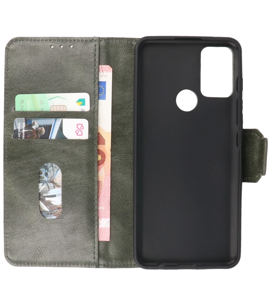 Pull Up PU Leder Bookstyle für Motorola Moto G50 Dunkelgrün