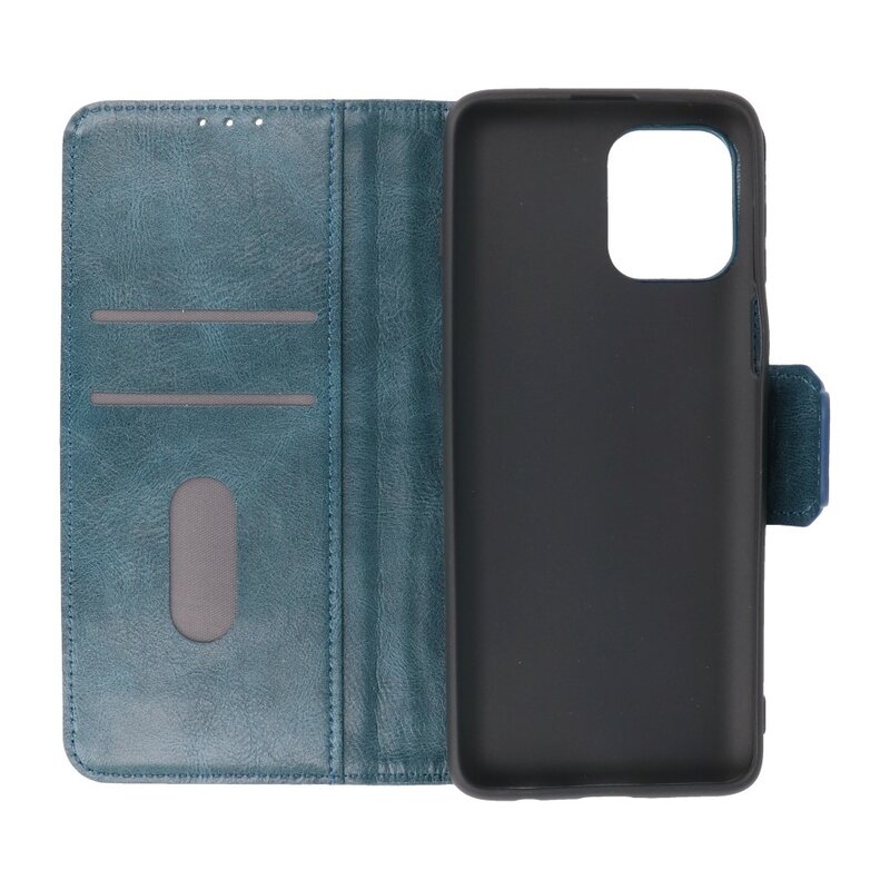 Pull Up PU-Leder Bookstyle für Motorola Moto G100 Blau