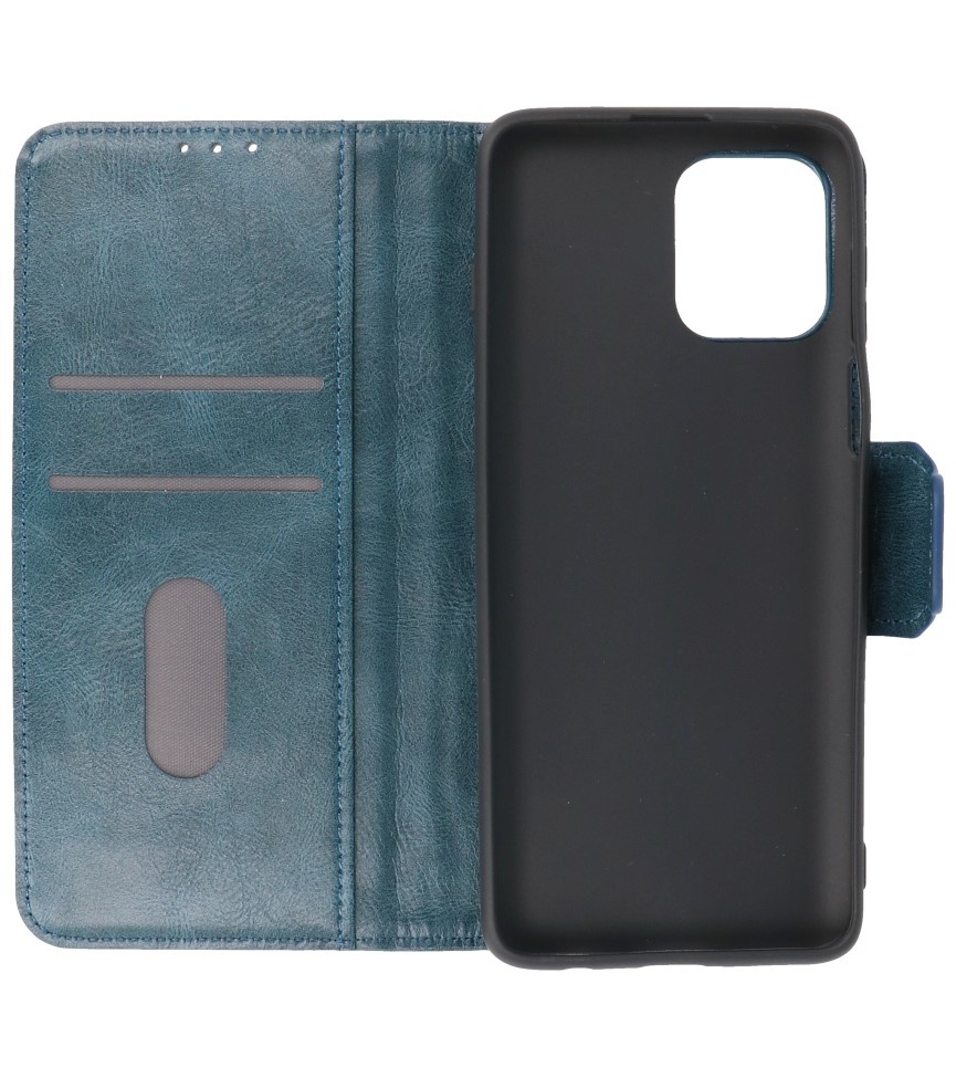 Pull Up PU Leather Bookstyle for Motorola Moto G100 Blue