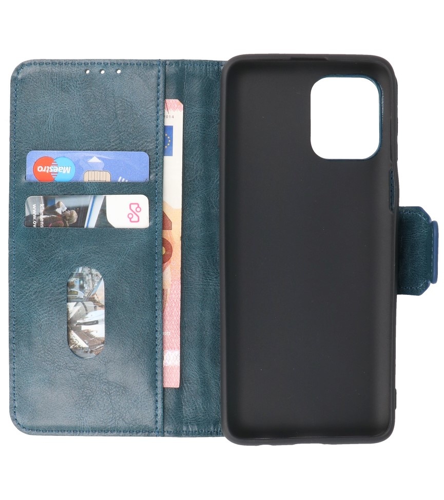 Pull Up PU Leather Bookstyle for Motorola Moto G100 Blue