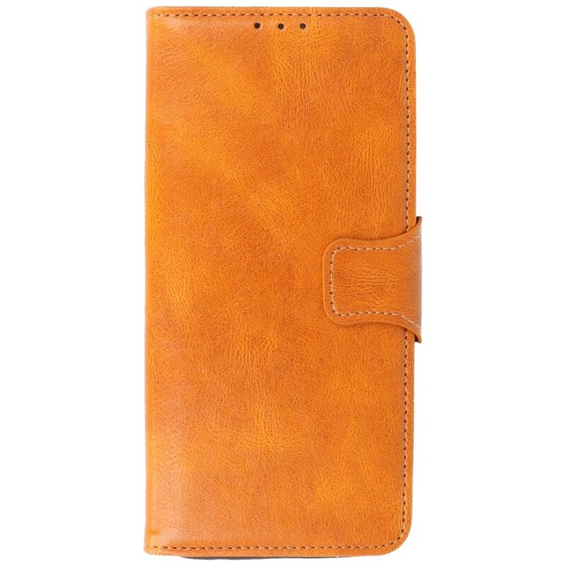 Pull Up PU Leder Bookstyle für Motorola Moto G100 Braun