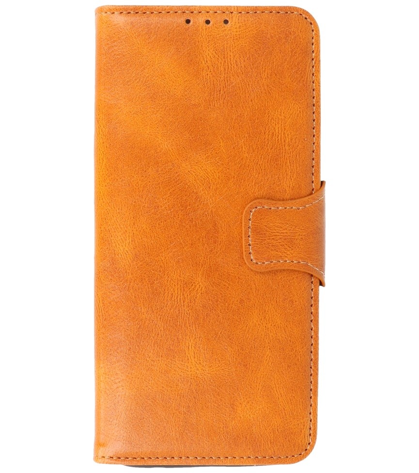 Pull Up PU Leder Bookstyle für Motorola Moto G100 Braun