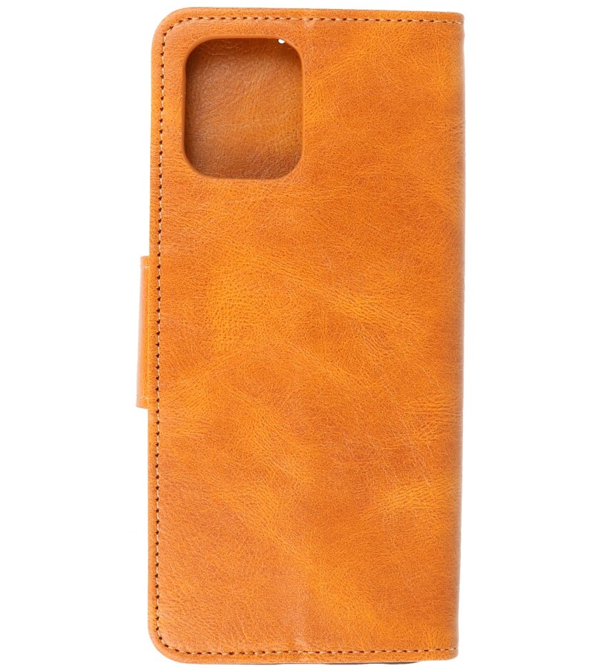 Pull Up PU Leder Bookstyle für Motorola Moto G100 Braun