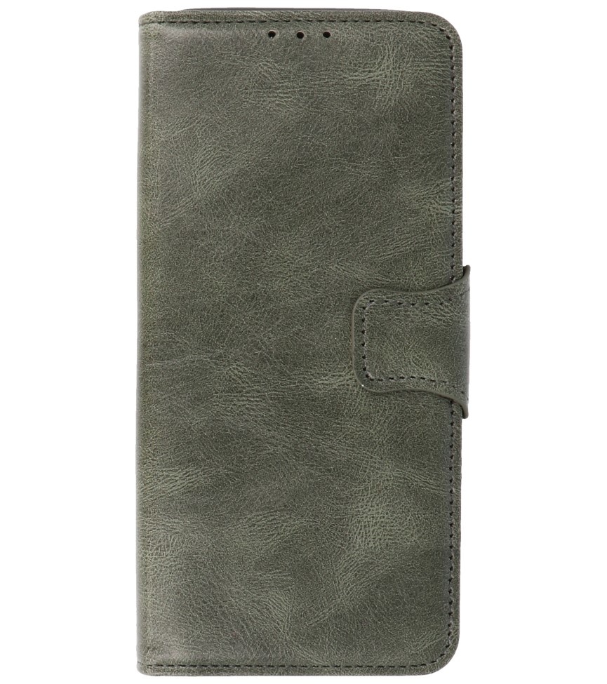 Pull Up PU Leather Bookstyle for Motorola Moto G100 Dark Green