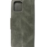 Pull Up PU Leather Bookstyle for Motorola Moto G100 Dark Green