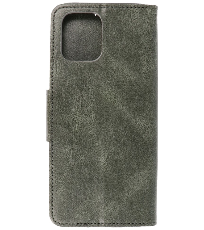 Pull Up PU Leather Bookstyle for Motorola Moto G100 Dark Green