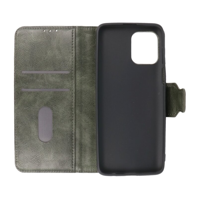 Style de livre en cuir PU Pull Up pour Motorola Moto G100 vert foncé