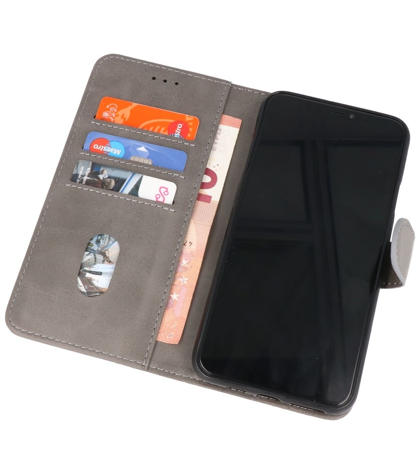 Bookstyle Wallet Cases Etui pour Samsung Galaxy A22 5G Gris