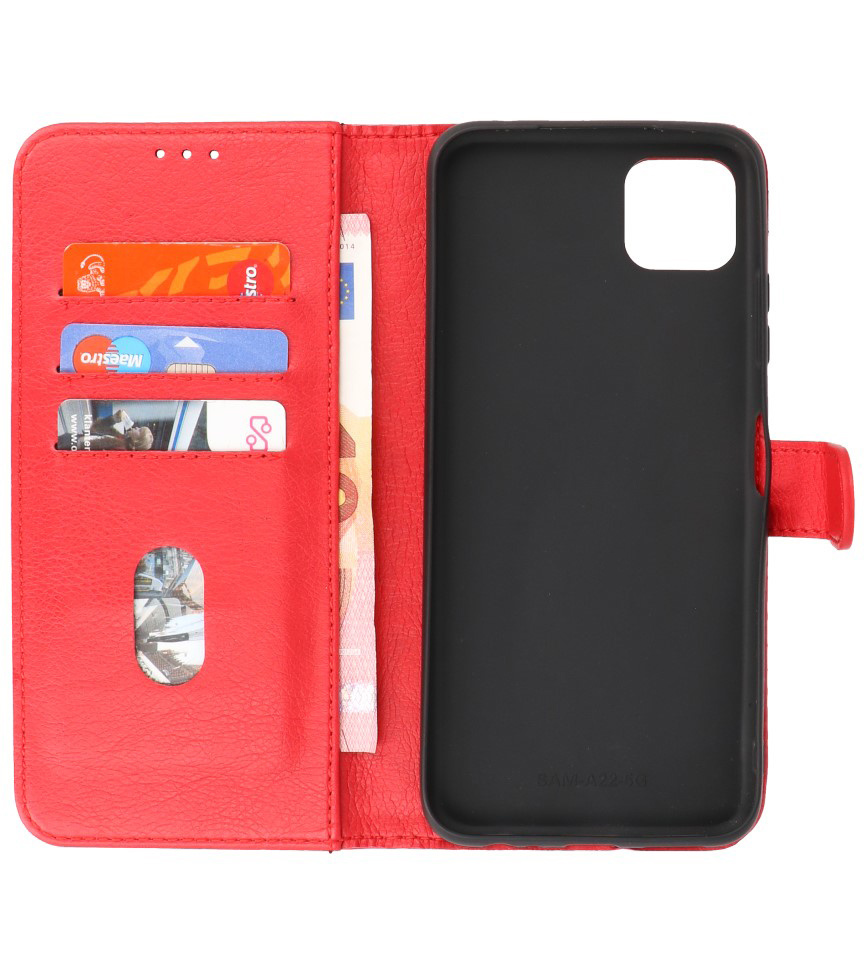 Bookstyle Wallet Cases Etui pour Samsung Galaxy A22 5G Rouge