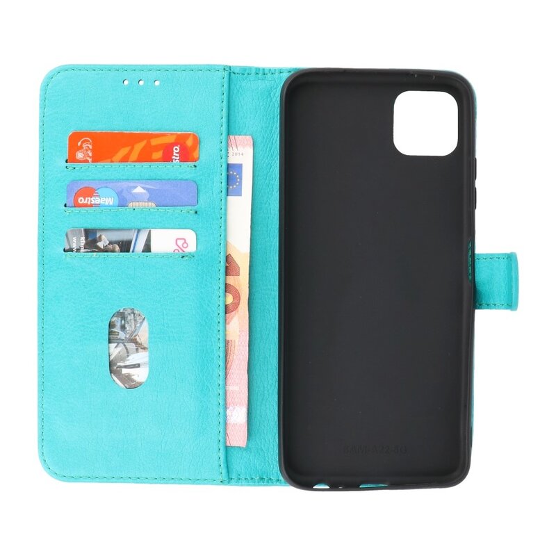 Bookstyle Wallet Cases Etui pour Samsung Galaxy A22 5G Vert