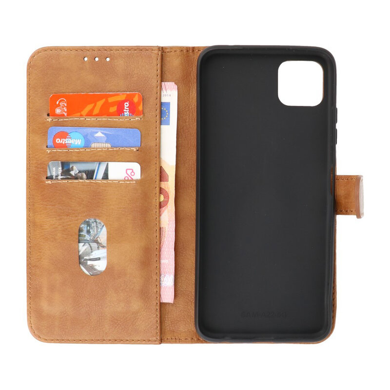 Custodia a portafoglio Bookstyle Custodia per Samsung Galaxy A22 5G marrone