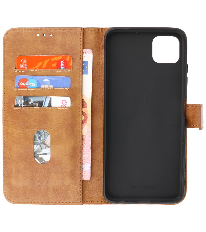 Bookstyle Wallet Cases Case for Samsung Galaxy A22 5G Brown