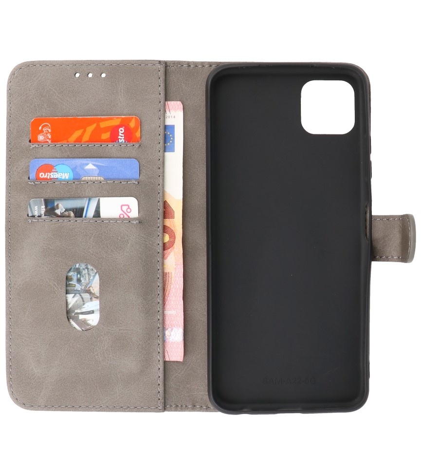 Bookstyle Wallet Cases Case for Samsung Galaxy A22 5G Grey