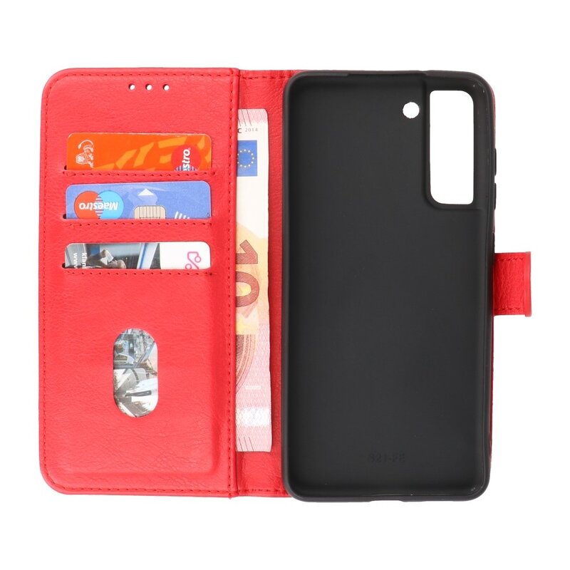 Bookstyle Wallet Tasker Taske til Samsung Galaxy S21 FE Rød
