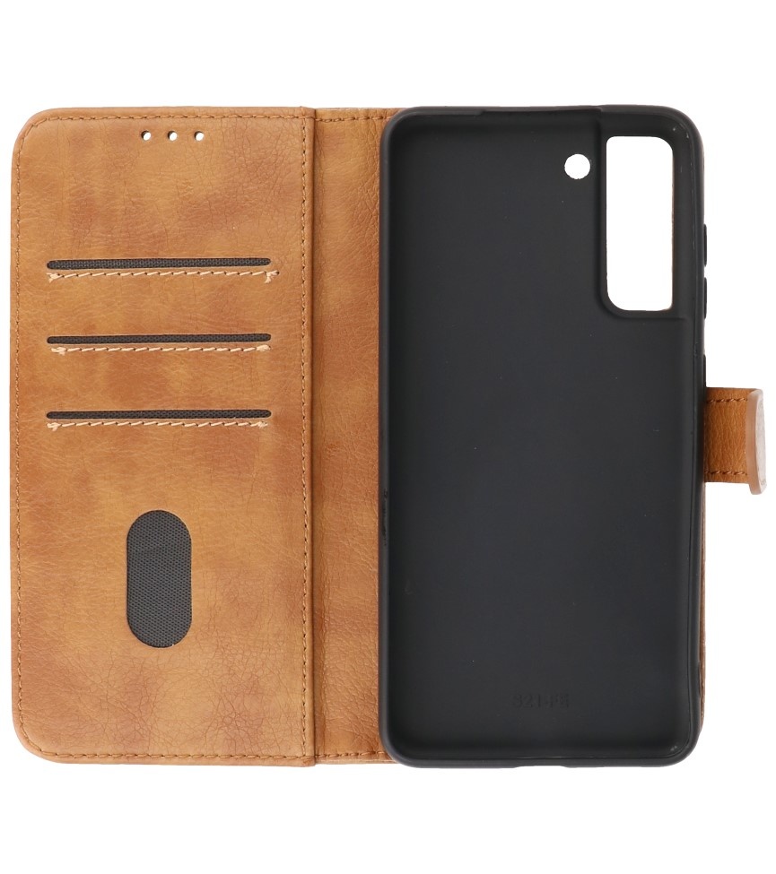 Bookstyle Wallet Cases Hoesje voor Samsung Galaxy S21 FE Bruin