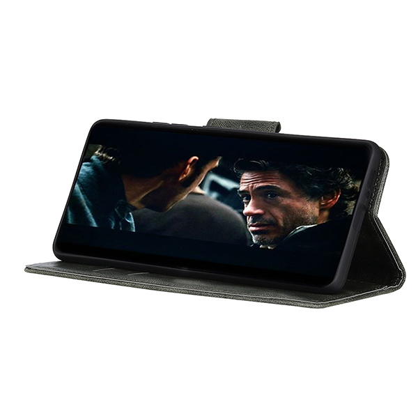 Pull Up PU Leder Bookstyle voor Sony Xperia 1 III Donker Groen