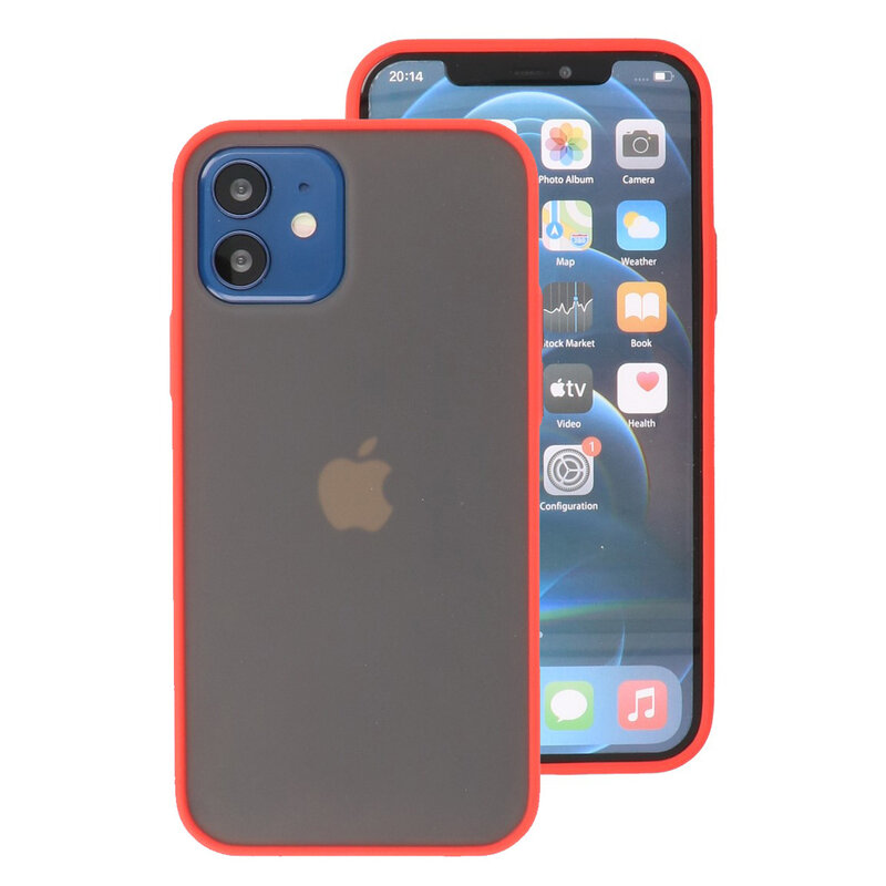Custodia rigida con combinazione di colori per iPhone 12 Mini rossa