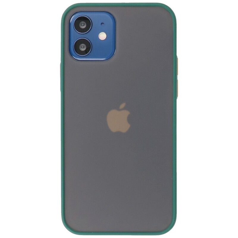 Estuche rígido con combinación de colores para iPhone 12 Mini Verde oscuro