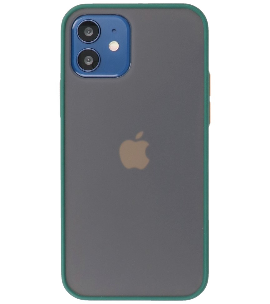 Estuche rígido con combinación de colores para iPhone 12 Mini Verde oscuro