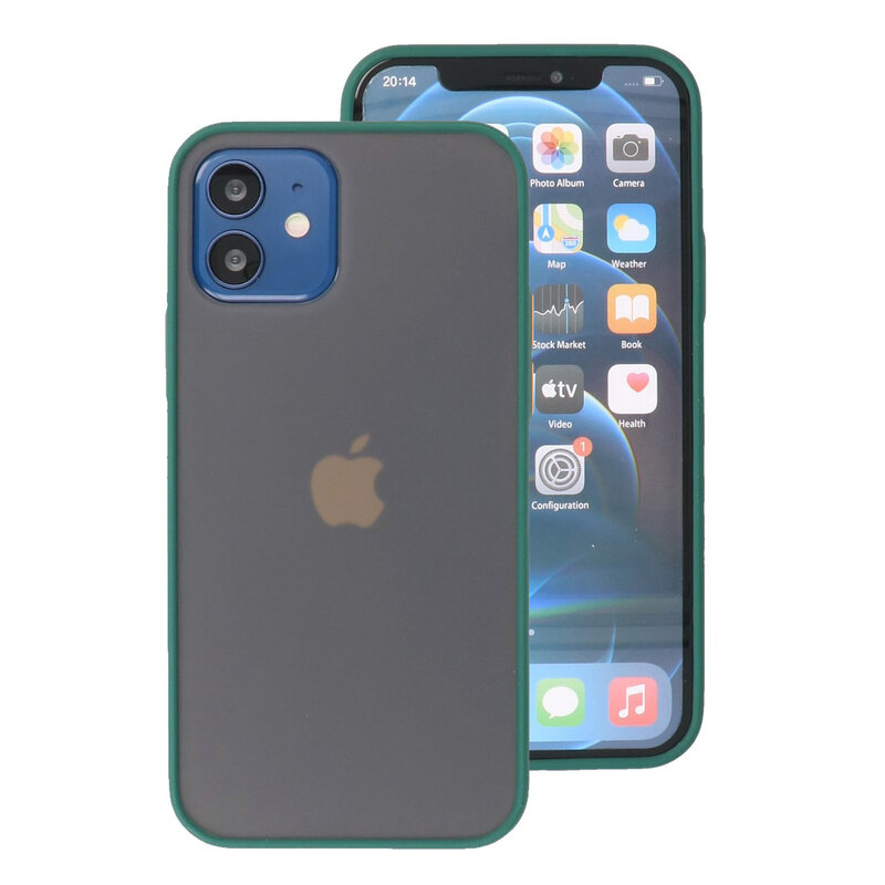 Estuche rígido con combinación de colores para iPhone 12 Mini Verde oscuro
