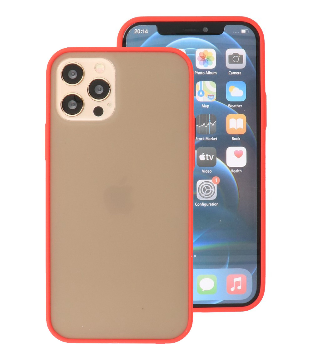 Estuche rígido con combinación de colores para iPhone 12 - 12 Pro Rojo